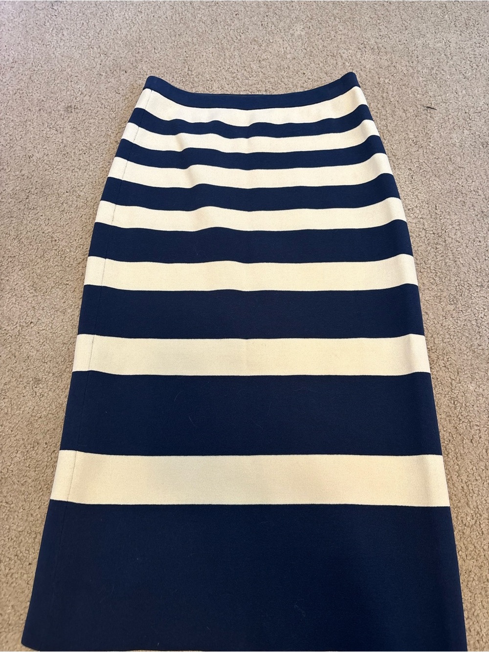 J. Crew Navy and Cream Horizontal Stripe Pencil Skirt